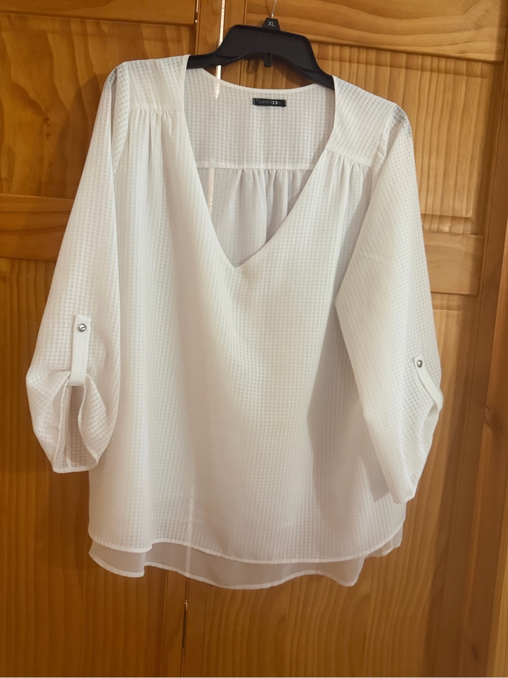 Papermoon White V-Neck Textured Blouse